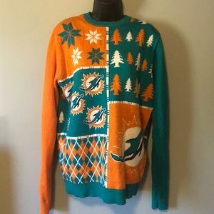 Miami Dolphins ugly Christmas sweater NFL apparel